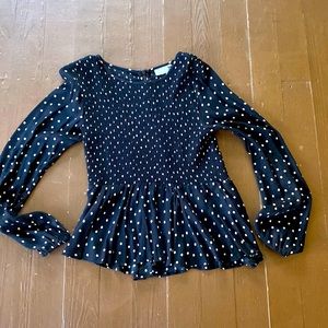 Polka dotted shirred top